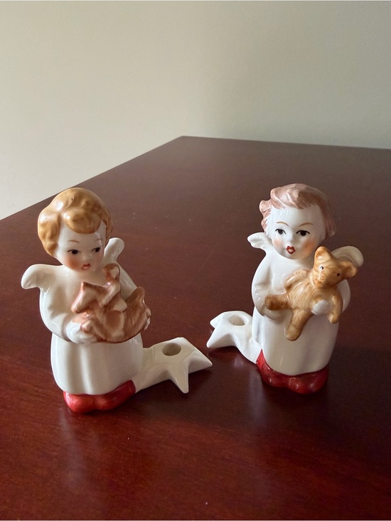 Goebel Other - GOEBEL Ceramic Angel Candle Holders with Red Accents. MADE IN GERMANY 🇩🇪 VINTAGE